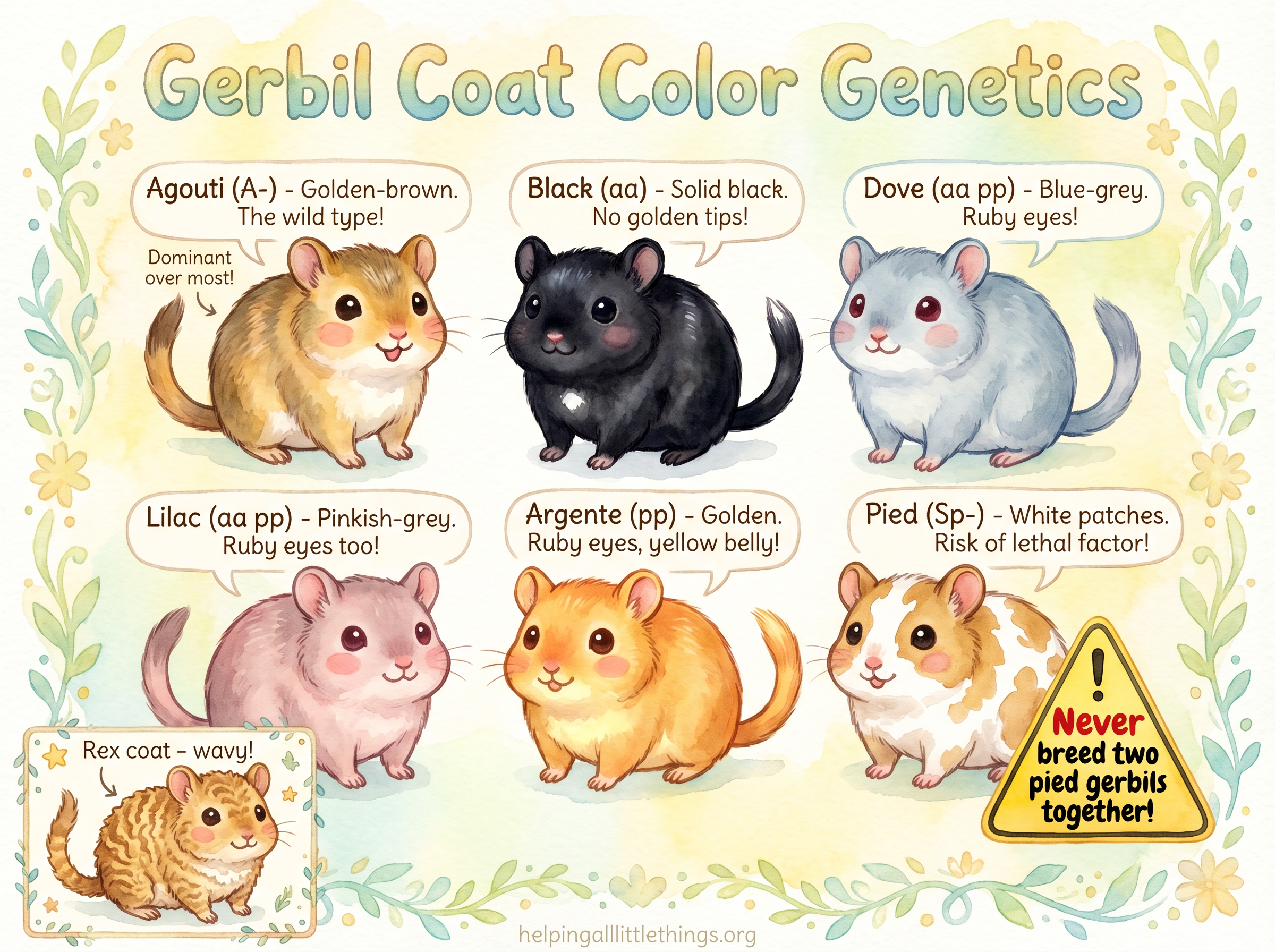 Gerbil coat color genetics infographic