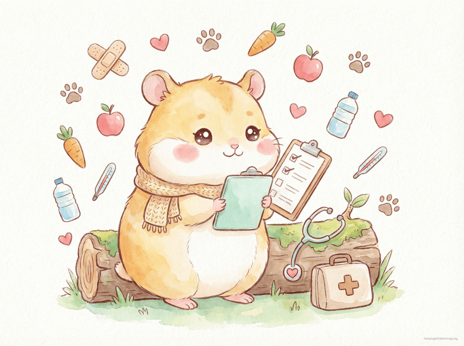 An infographic summarizing the most common health issues in hamsters: Wet Tail, Respiratory Infections, Dental Disease, and Tumors.