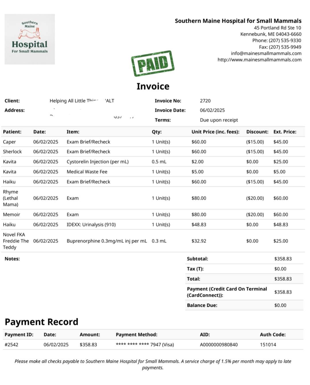 Vet Bill