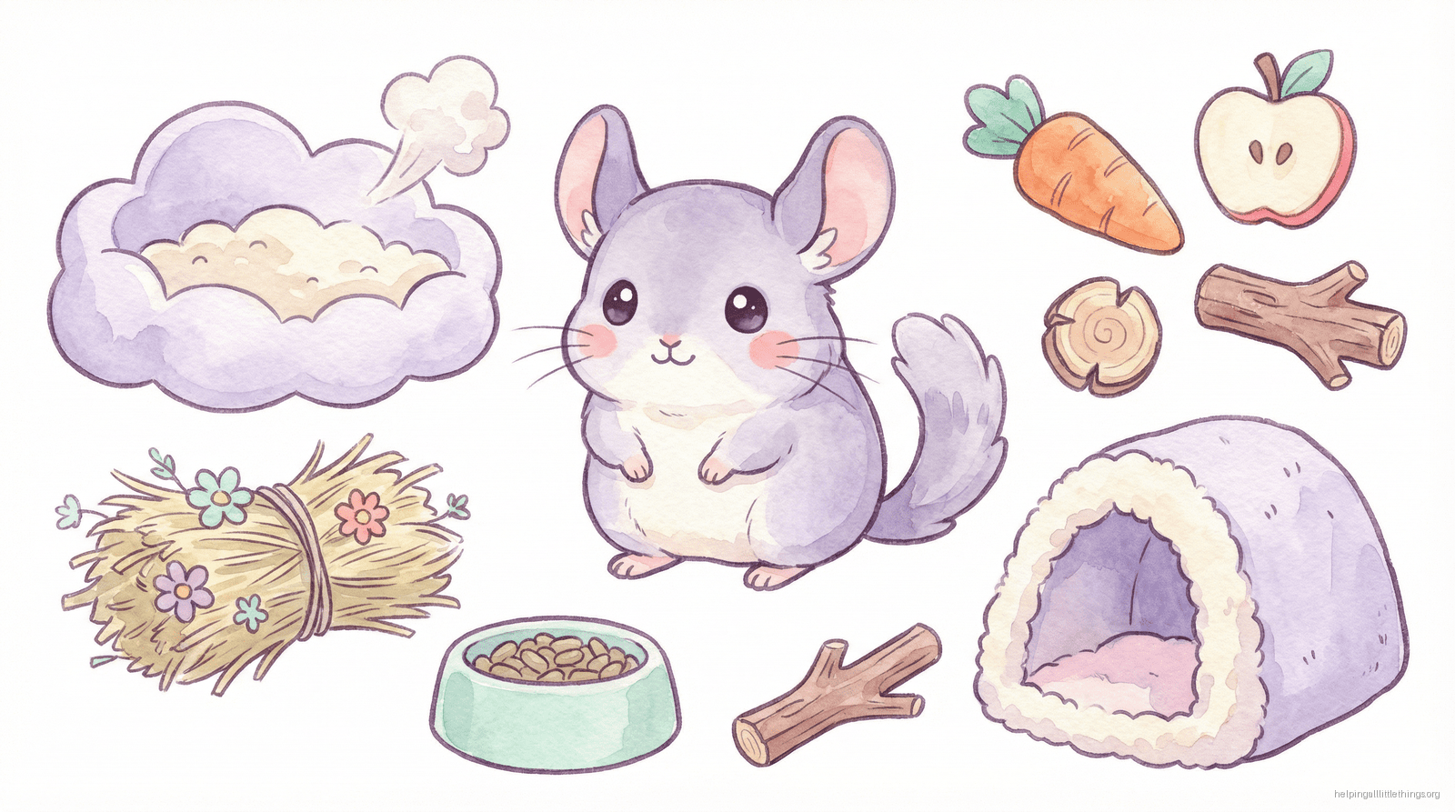 Illustration of essential chinchilla supplies