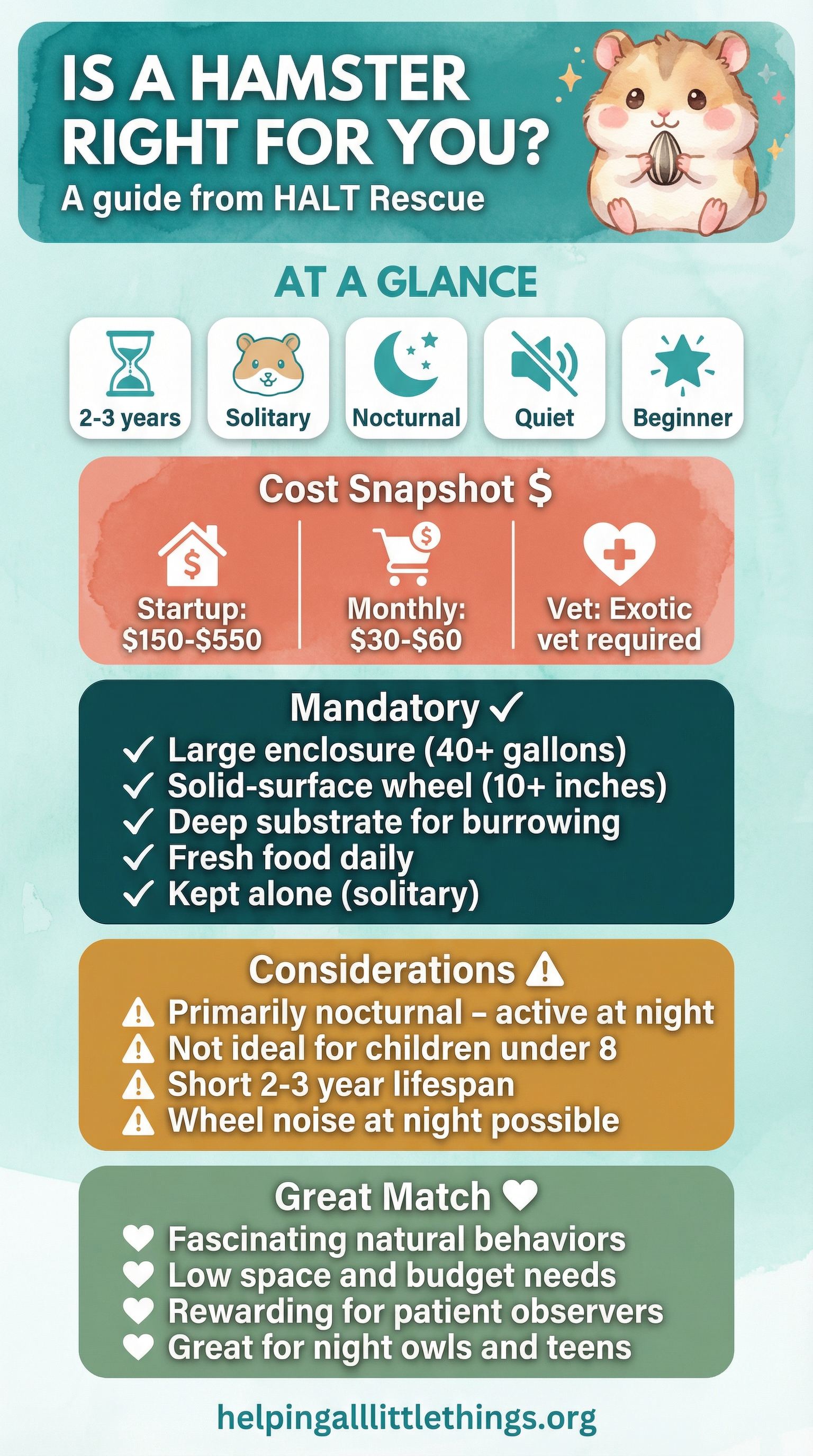 Is a Hamster Right for You? Quick reference guide from HALT Rescue