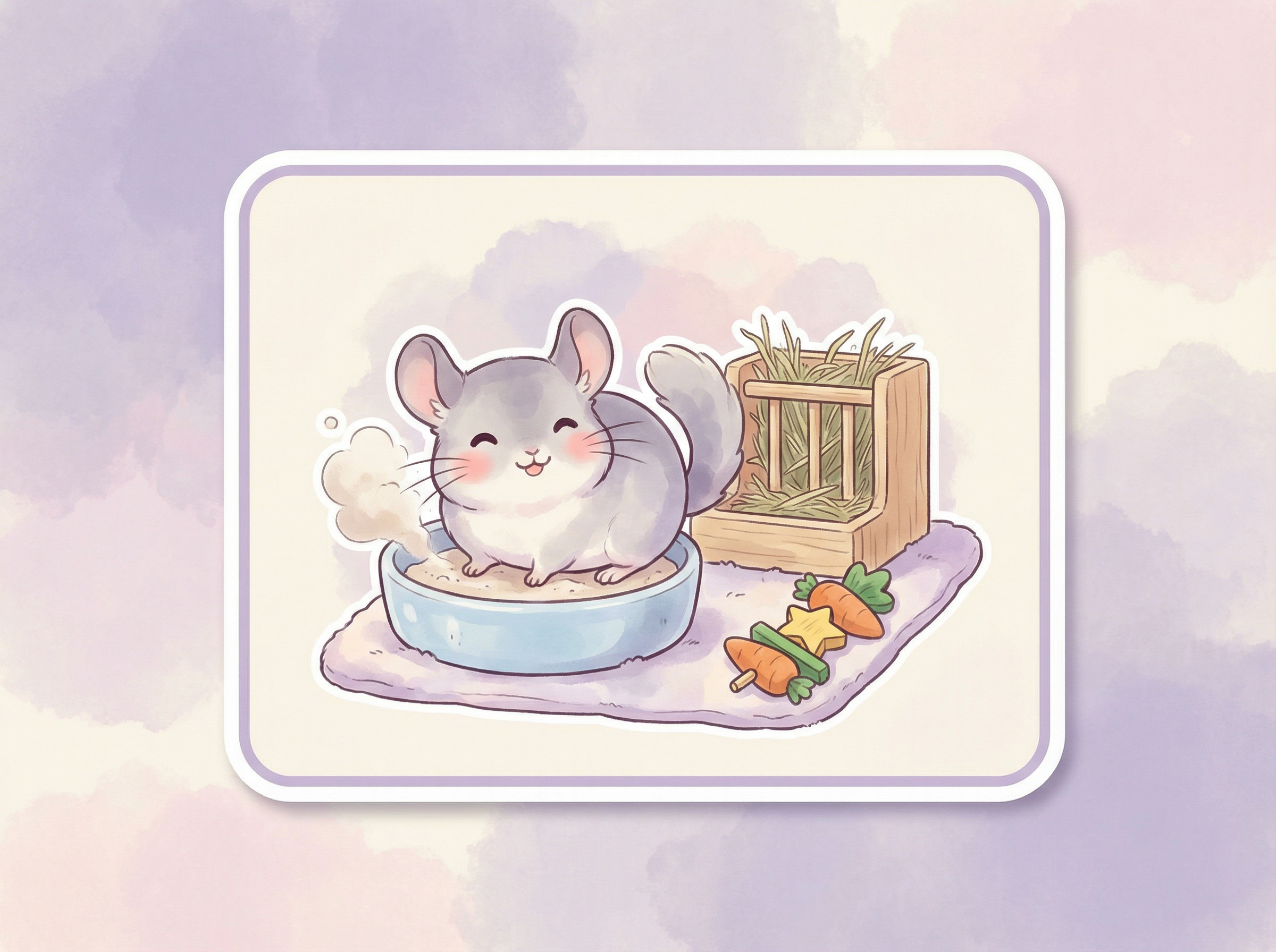 chinchilla care tag illustration